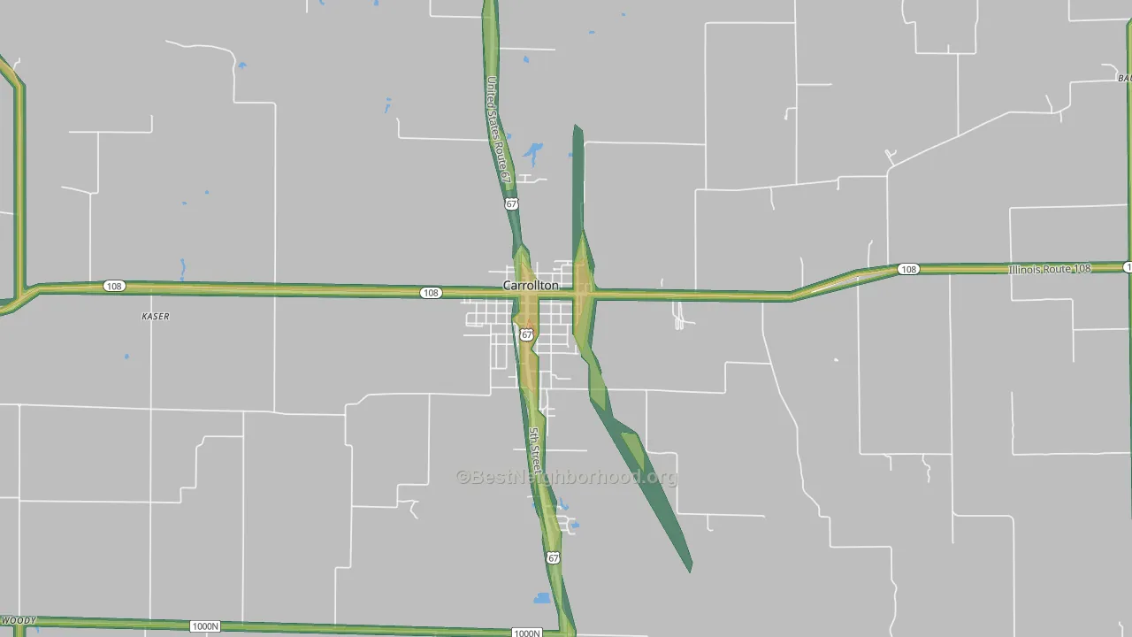 Carrollton, IL Map of Noise Levels in Carrollton