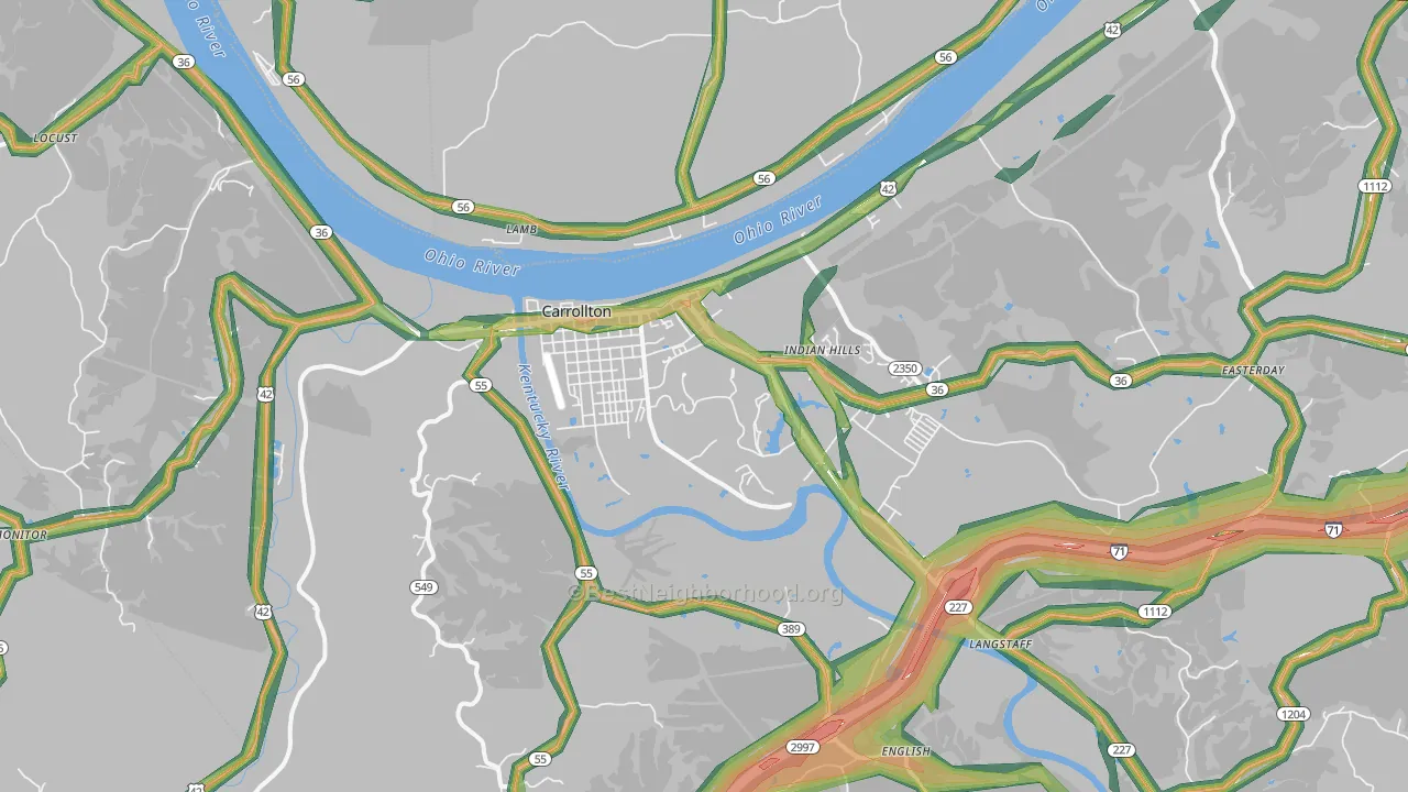 Carrollton, KY Map of Noise Levels in Carrollton
