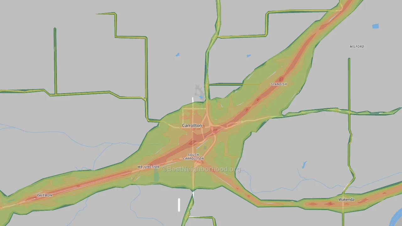 Carrollton, MO Map of Noise Levels in Carrollton