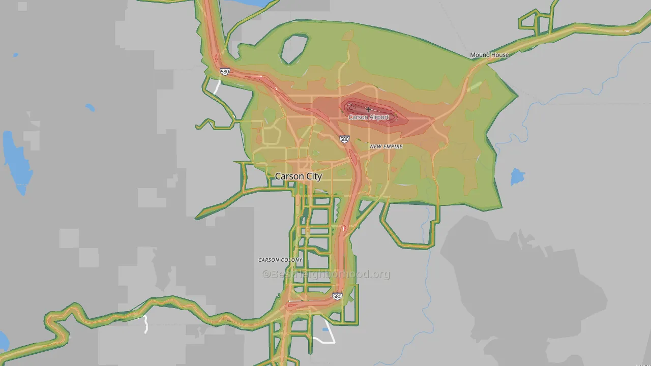 Carson City, NV Map of Noise Levels in Carson City