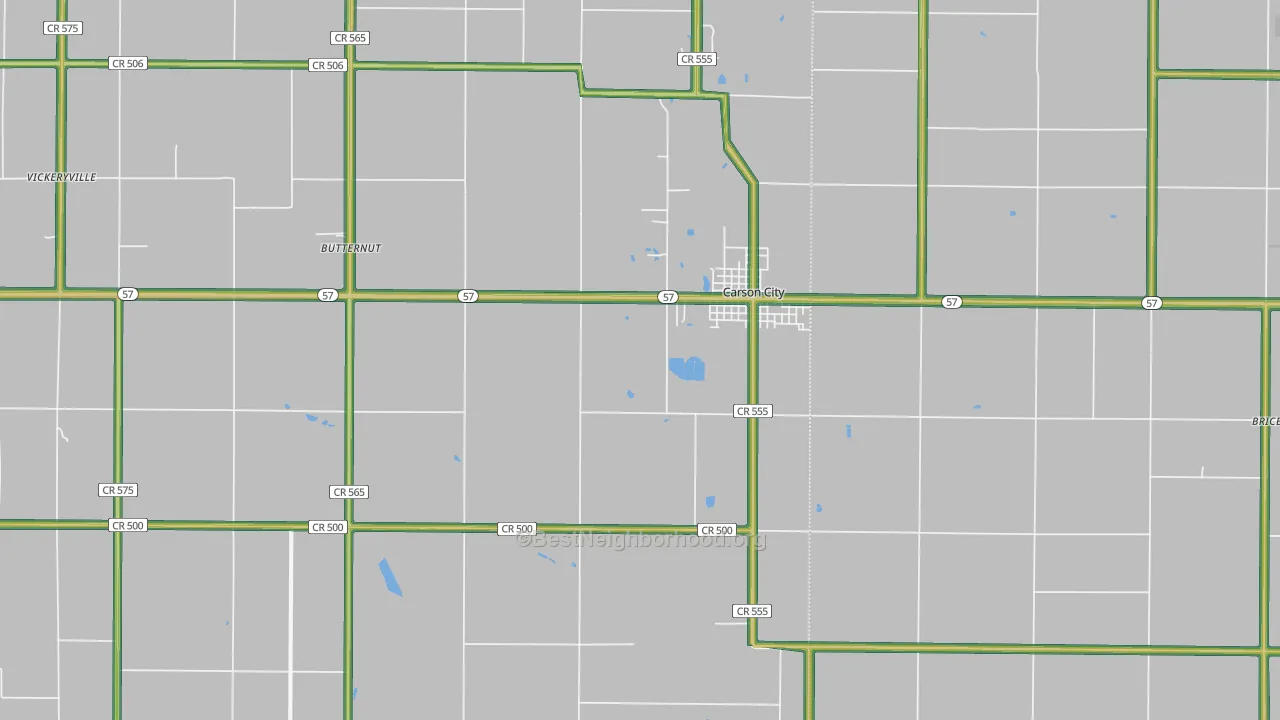 Carson City, MI Map of Noise Levels in Carson City