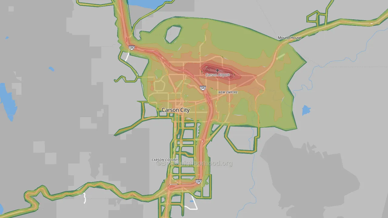 Carson City, NV Map of Noise Levels in Carson City