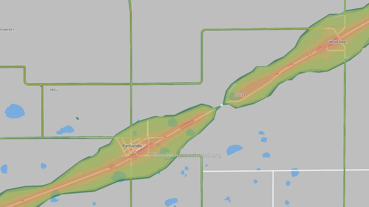 Carson County, TX Map of Noise Levels in Carson County