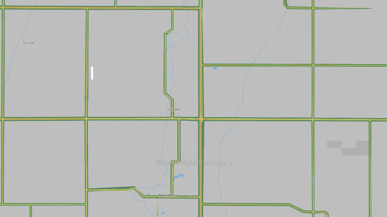 Carson, IA Map of Noise Levels in Carson