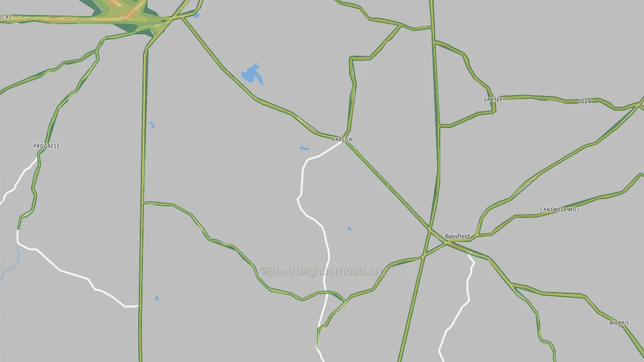 Carson, MS Map of Noise Levels in Carson