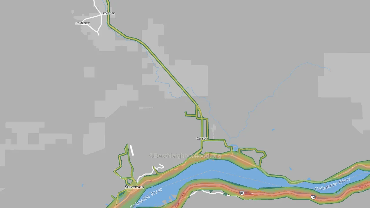 Carson, WA Map of Noise Levels in Carson