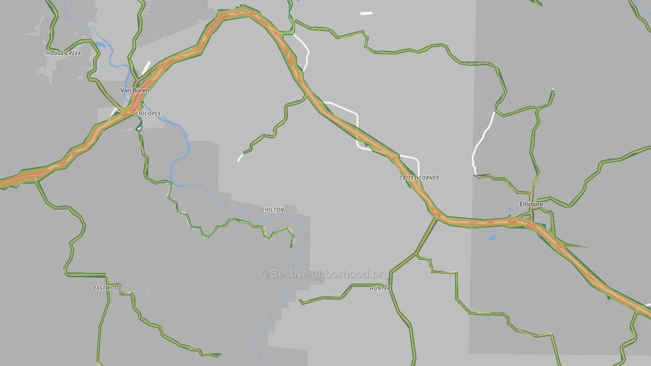 Carter County, MO Map of Noise Levels in Carter County