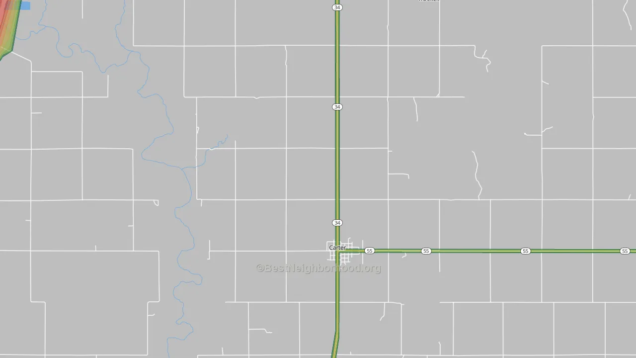Carter, OK Map of Noise Levels in Carter