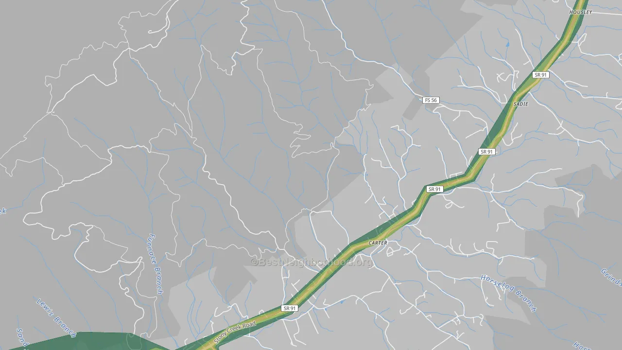 Carter, TN Map of Noise Levels in Carter