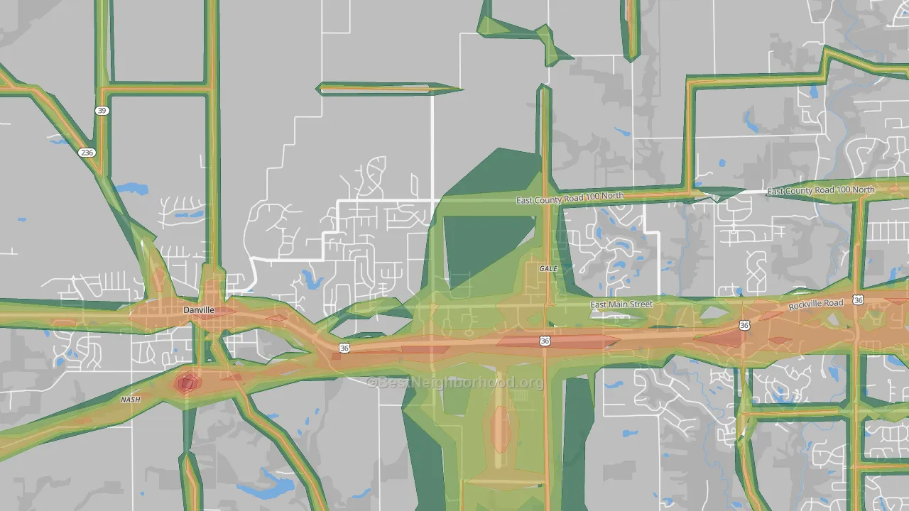 Cartersburg, IN Map of Noise Levels in Cartersburg