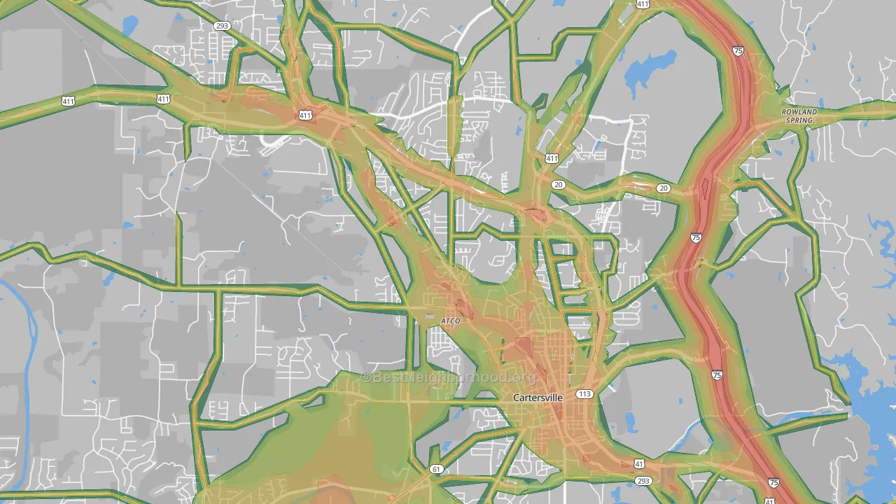 Cartersville, GA Map of Noise Levels in Cartersville