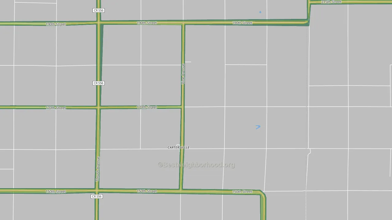 Cartersville, IA Map of Noise Levels in Cartersville