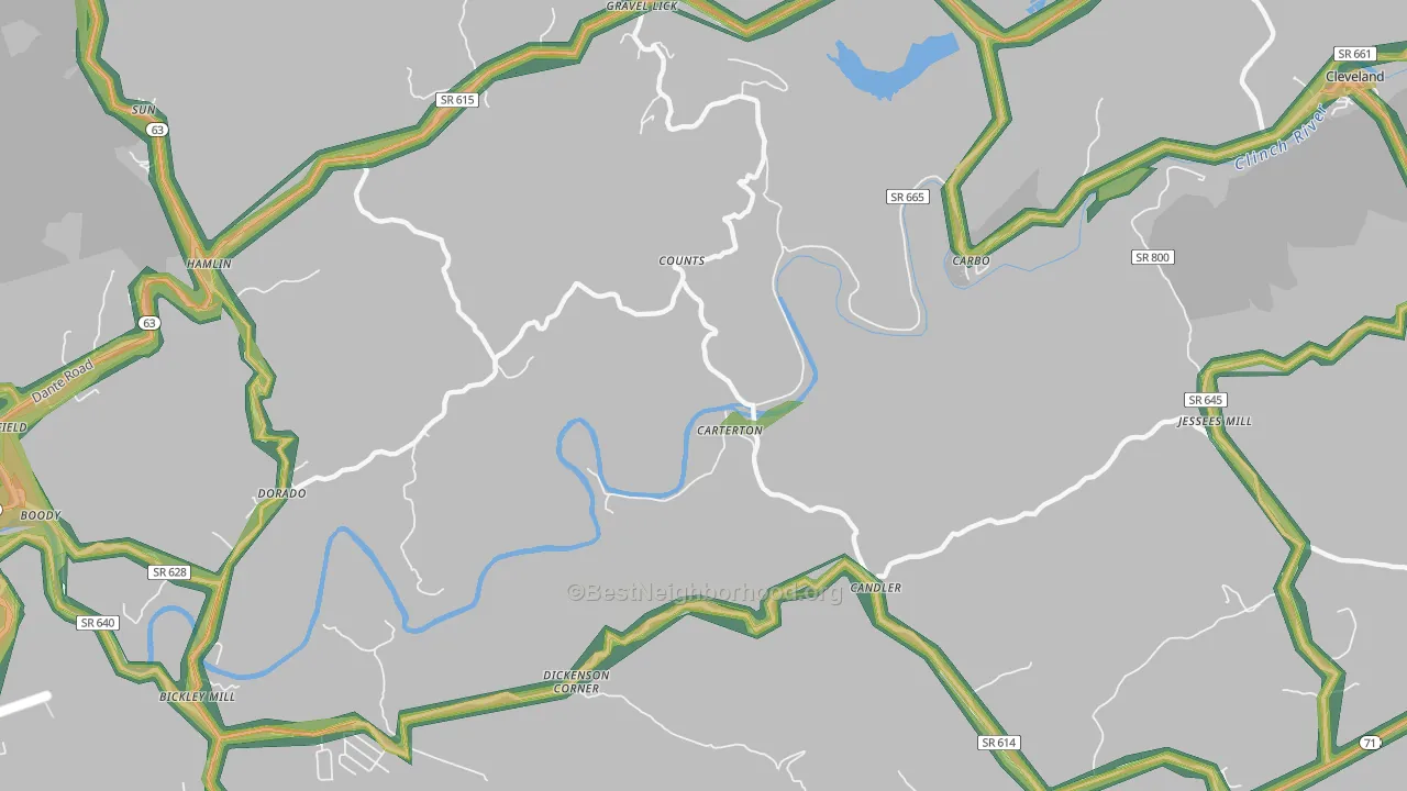 Carterton, VA Map of Noise Levels in Carterton