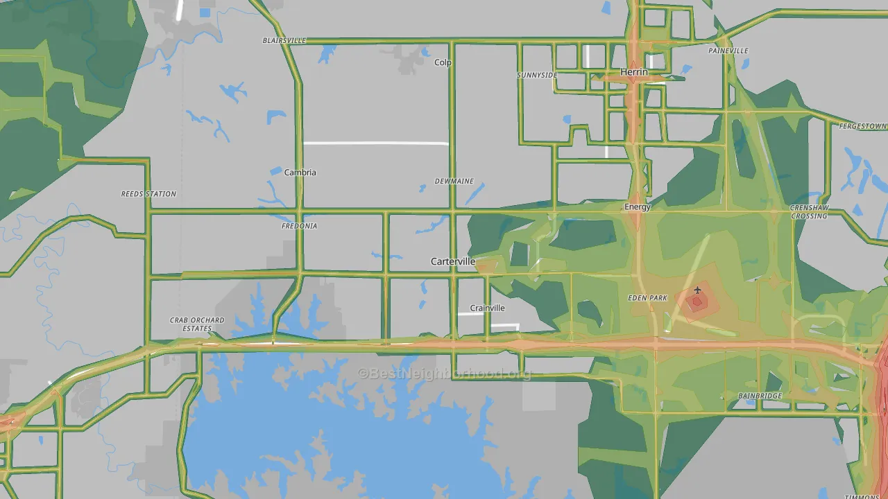Carterville, IL Map of Noise Levels in Carterville