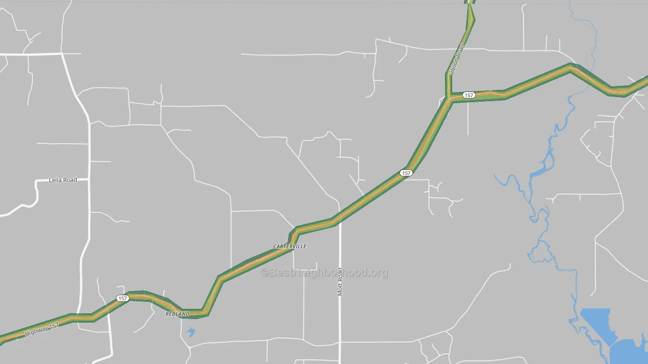 Carterville, LA Map of Noise Levels in Carterville