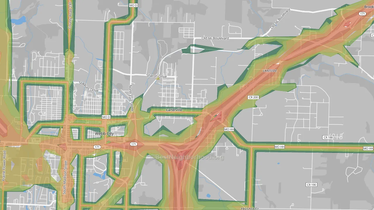 Carterville, MO Map of Noise Levels in Carterville