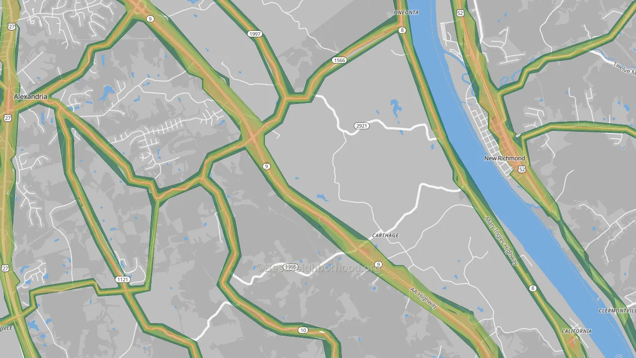 Carthage, KY Map of Noise Levels in Carthage
