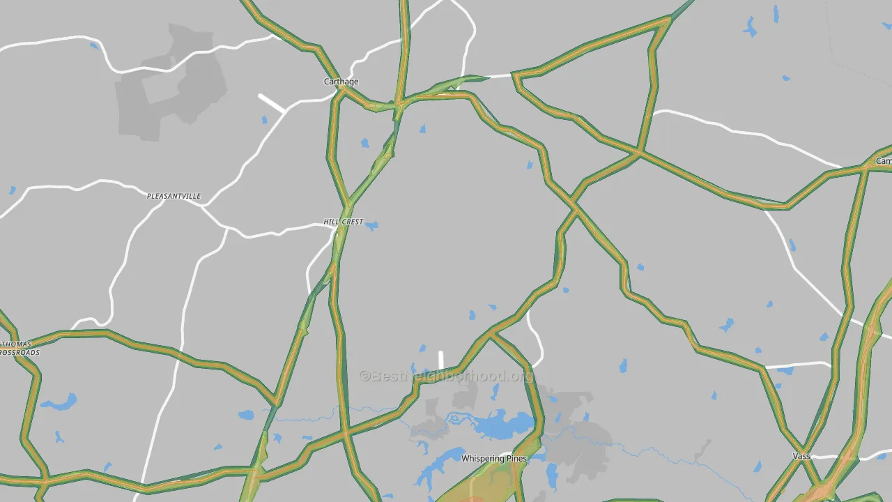 Carthage, NC Map of Noise Levels in Carthage