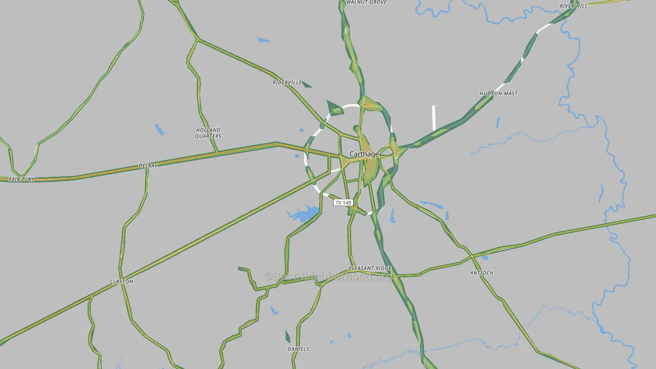 Carthage, TX Map of Noise Levels in Carthage