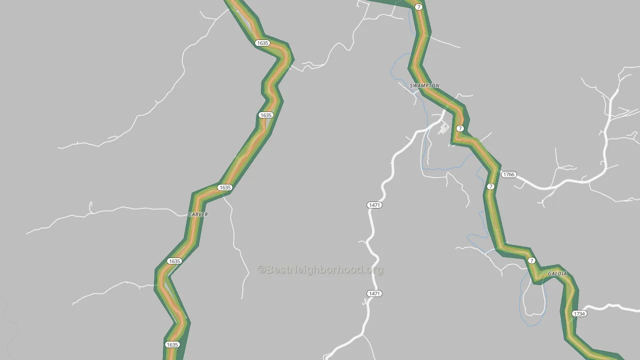 Carver, KY Map of Noise Levels in Carver