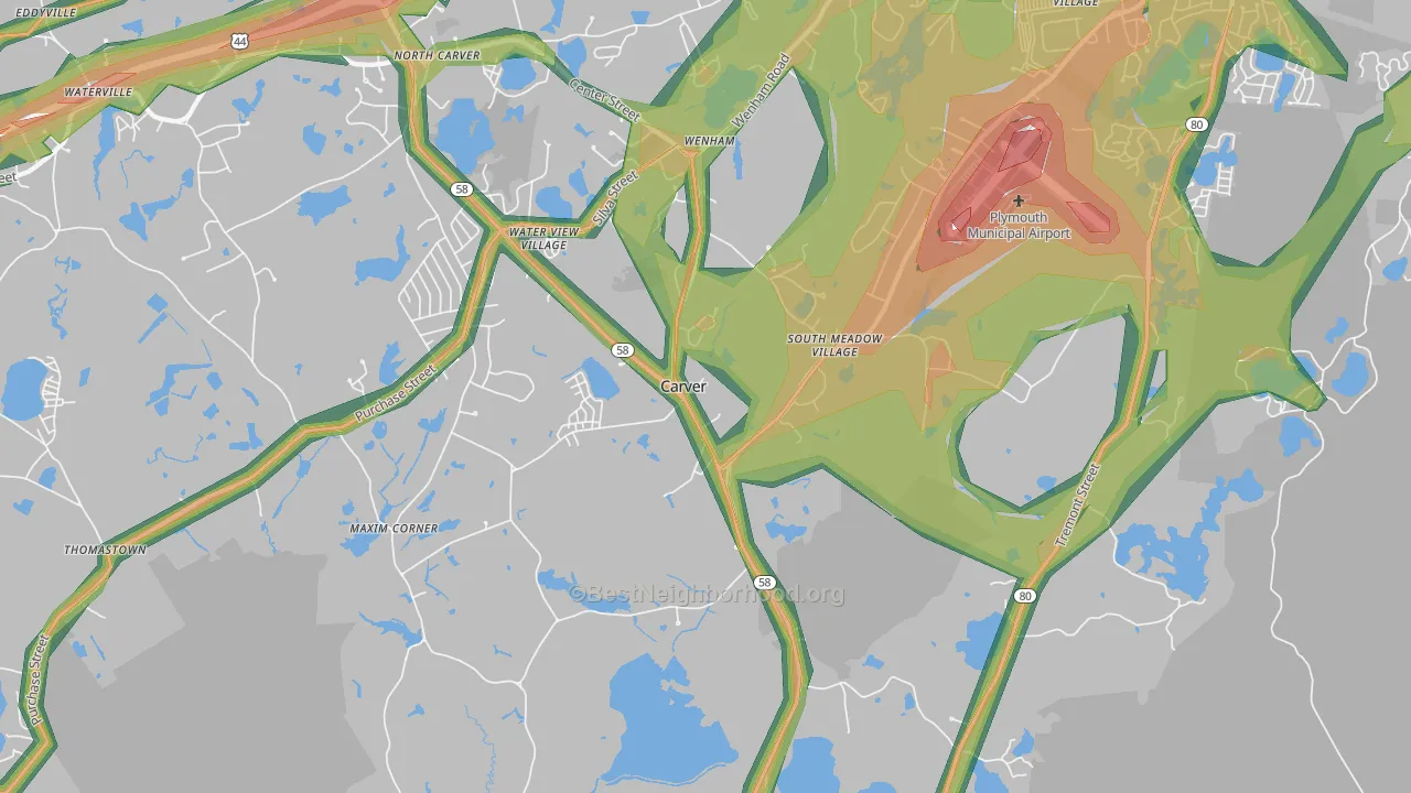Carver, MA Map of Noise Levels in Carver
