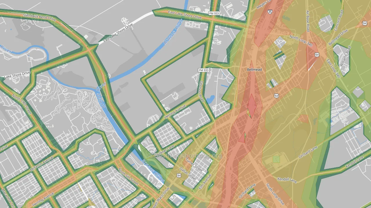 Carver, Waco, TX Map of Noise Levels in Carver