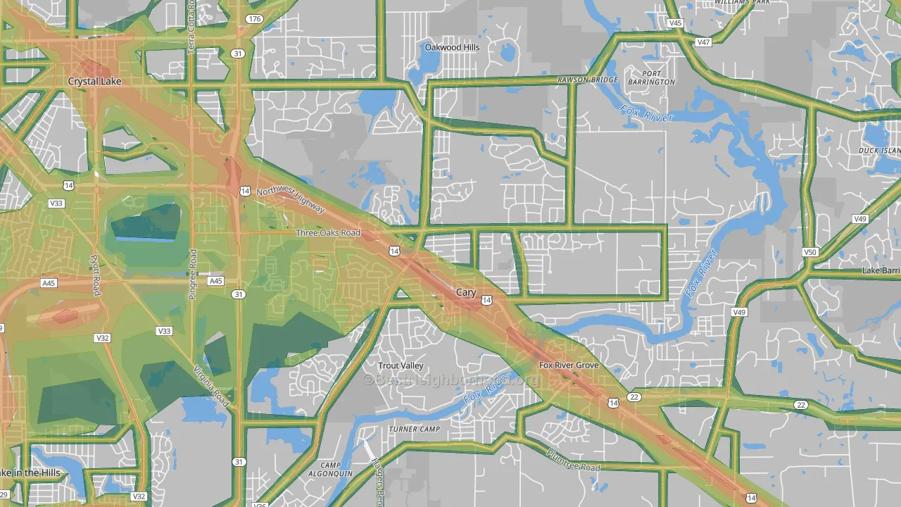 Cary, IL Map of Noise Levels in Cary
