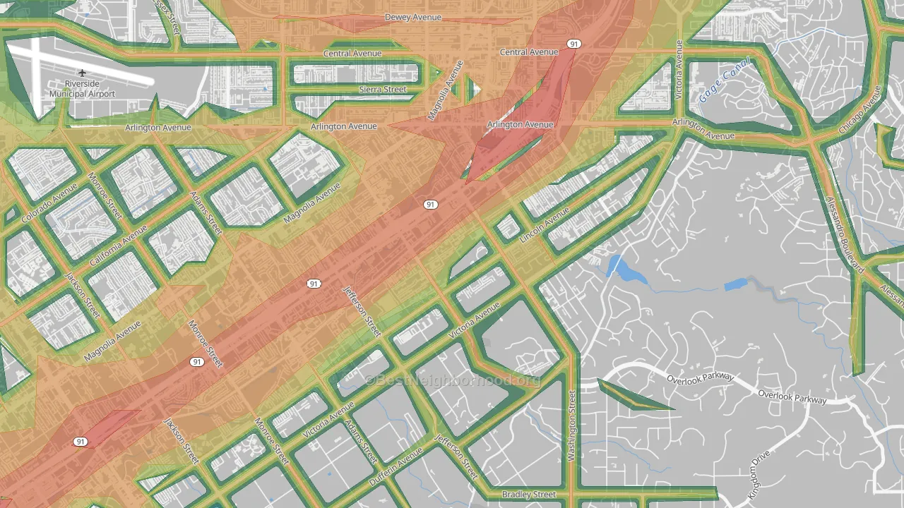 Casablanca, Riverside, CA Map of Noise Levels in Casablanca