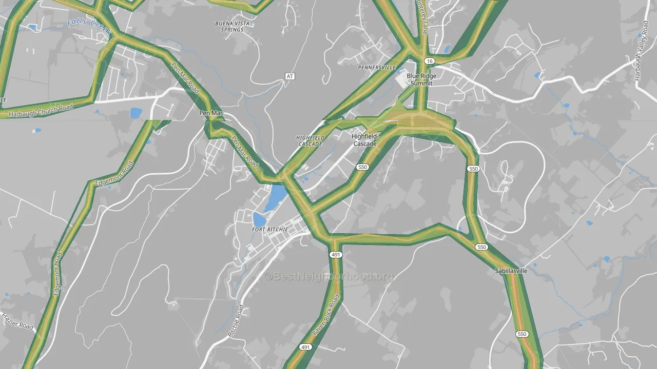 Cascade, MD Map of Noise Levels in Cascade