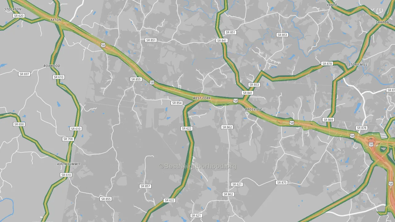 Cascade, VA Map of Noise Levels in Cascade
