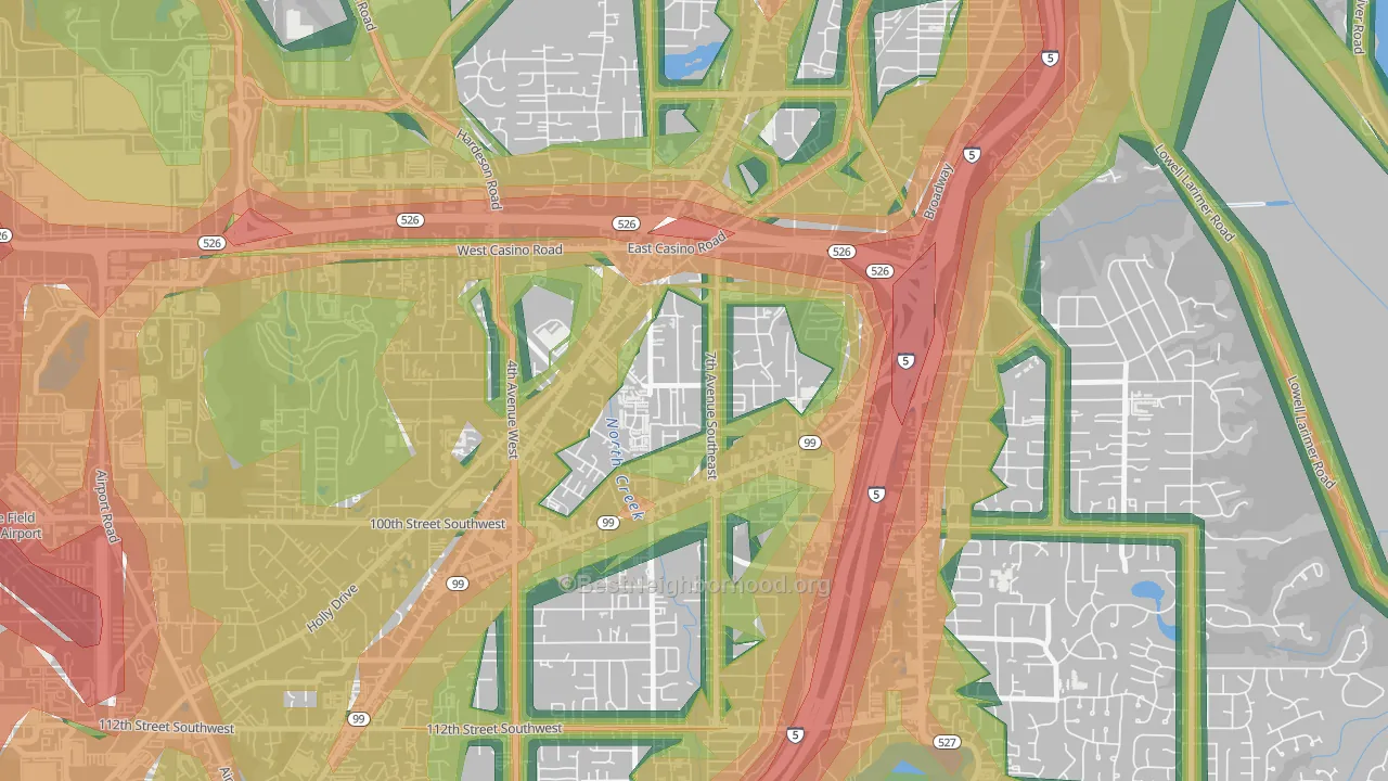 Cascade View, Everett, WA Map of Noise Levels in Cascade View