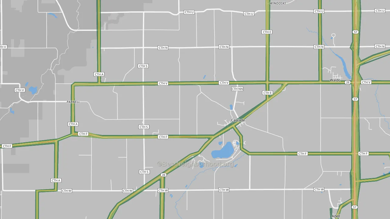 Cascade, WI Map of Noise Levels in Cascade
