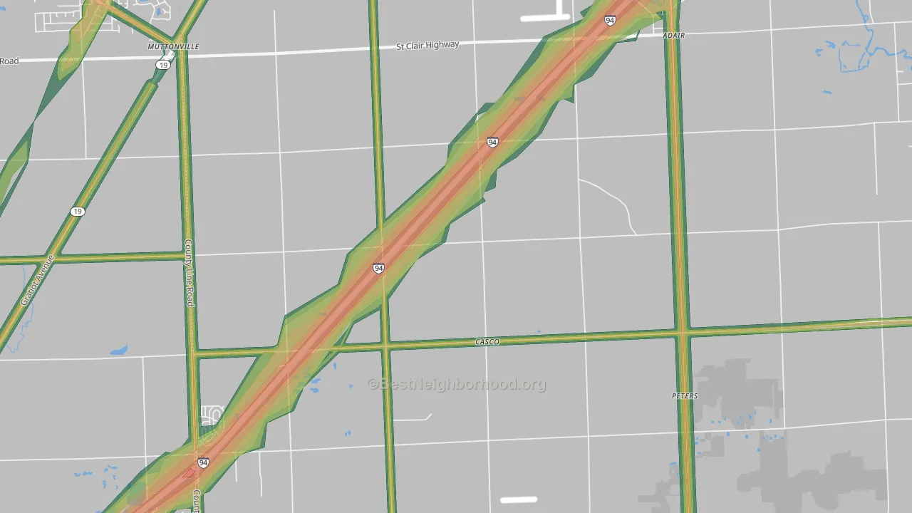 Casco, MI Map of Noise Levels in Casco
