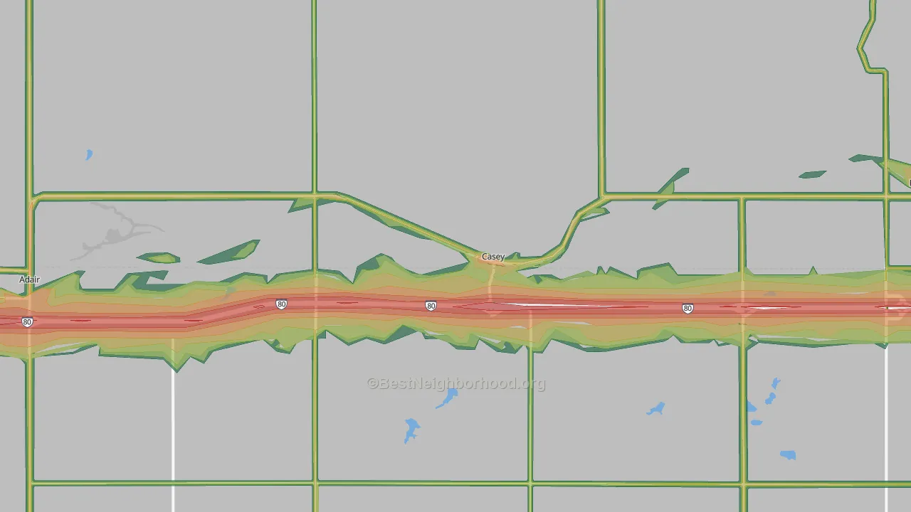 Casey, IA Map of Noise Levels in Casey