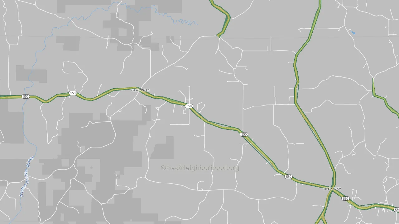 Caseyville, MS Map of Noise Levels in Caseyville