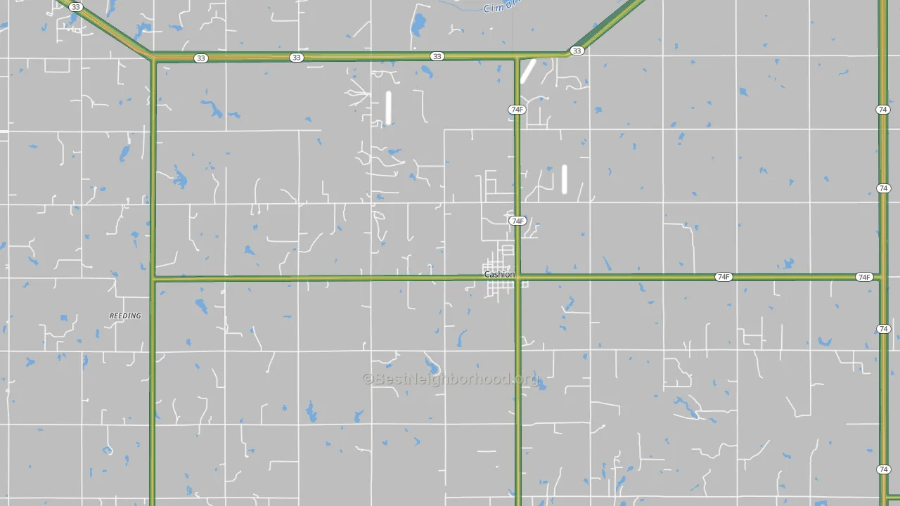 Cashion, OK Map of Noise Levels in Cashion