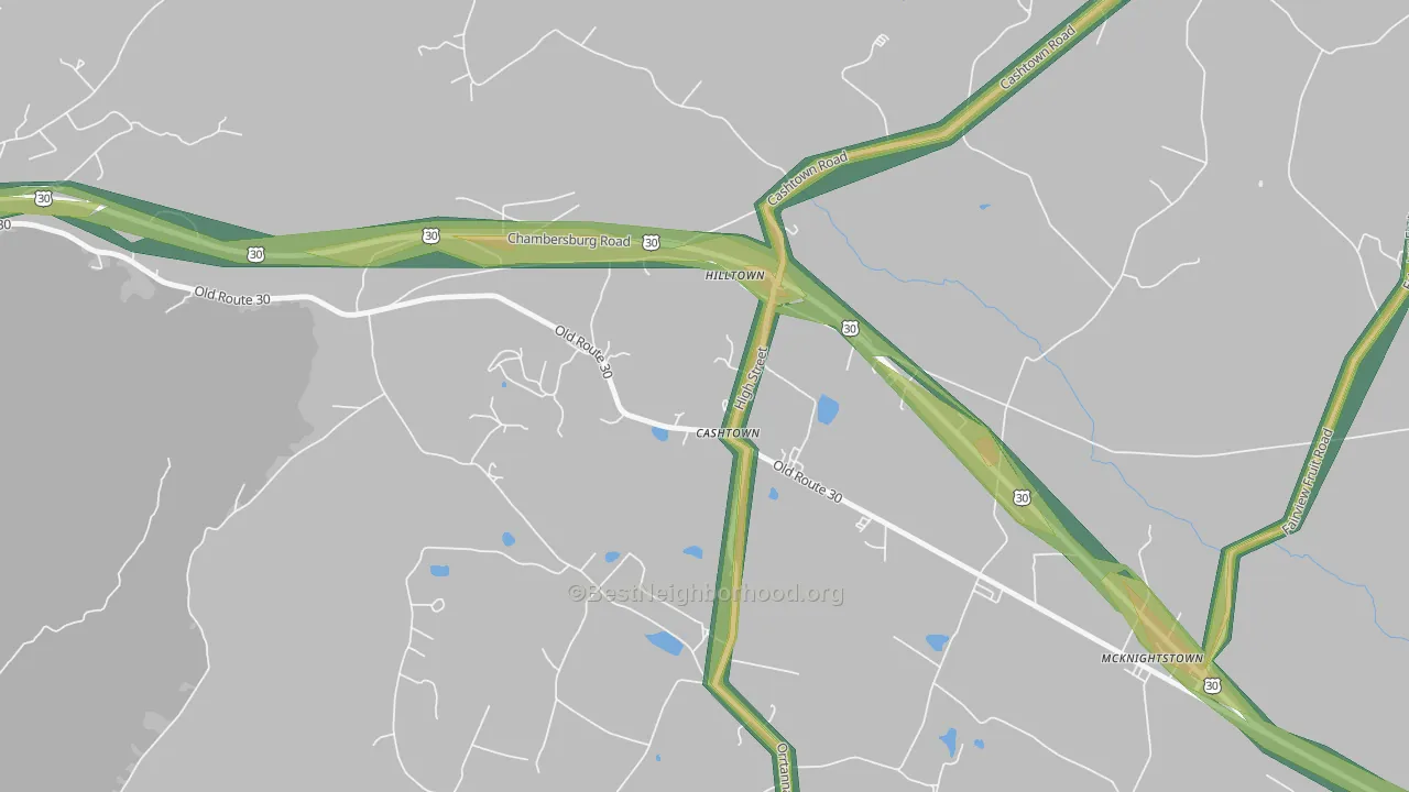 Cashtown, PA Map of Noise Levels in Cashtown