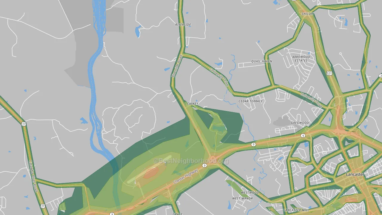 Caskey, SC Map of Noise Levels in Caskey
