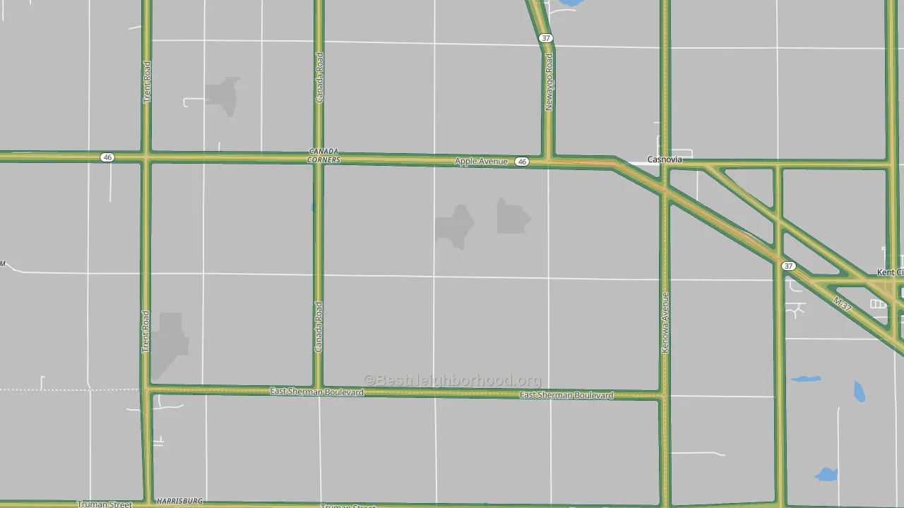 Casnovia, MI Map of Noise Levels in Casnovia