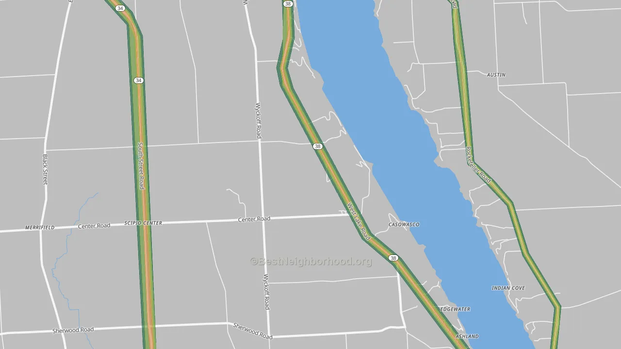 Casowasco, NY Map of Noise Levels in Casowasco
