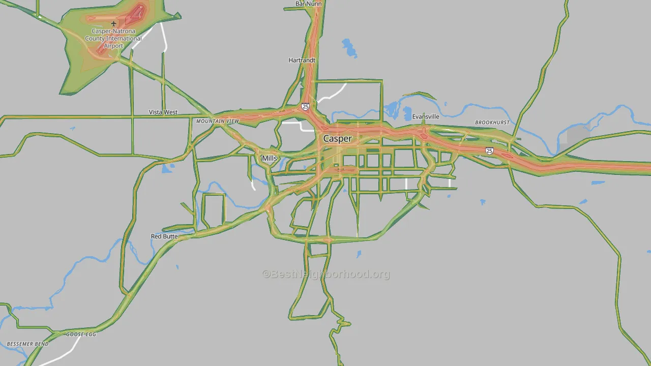 Casper, WY Map of Noise Levels in Casper