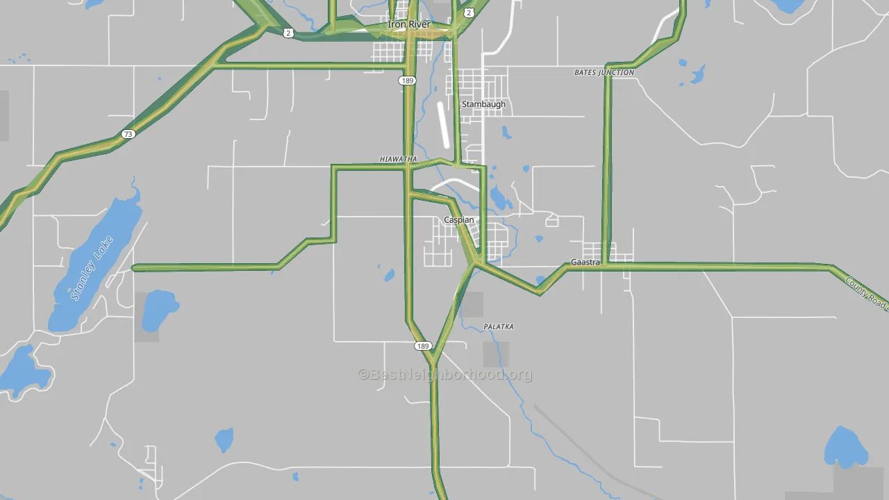 Caspian, MI Map of Noise Levels in Caspian
