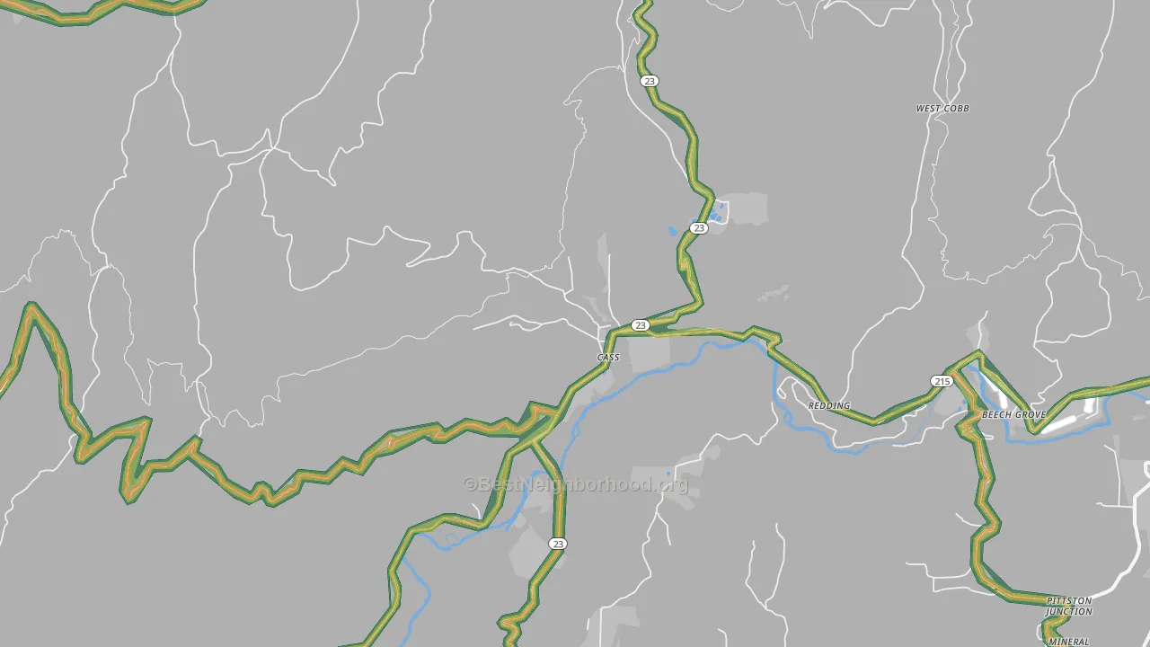 Cass, AR Map of Noise Levels in Cass