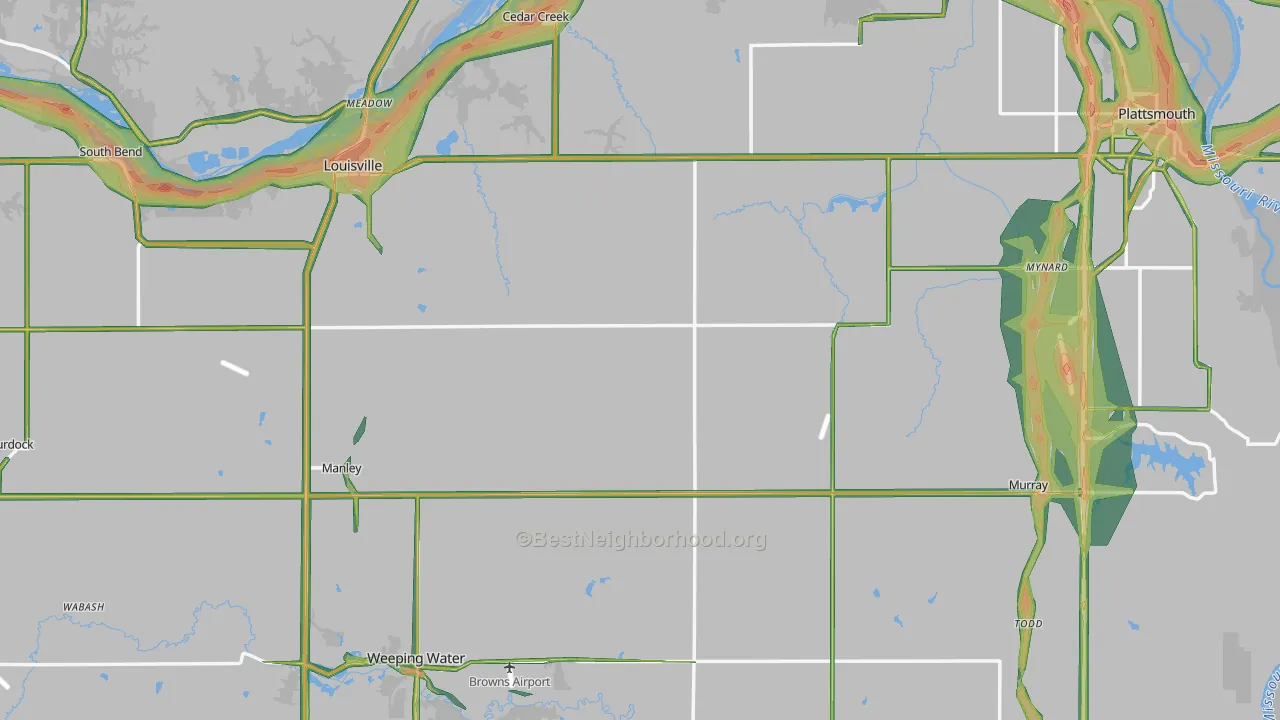Cass County, NE Map of Noise Levels in Cass County