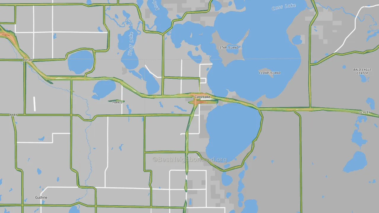 Cass Lake, MN Map of Noise Levels in Cass Lake