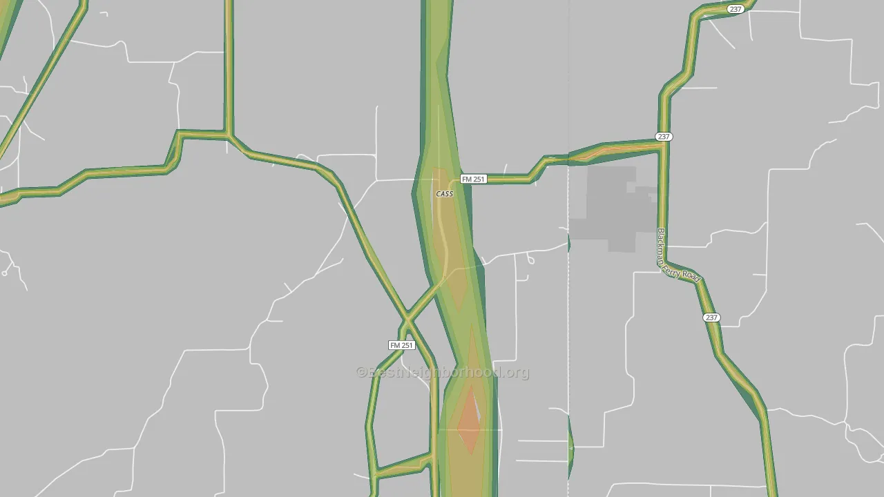 Cass, TX Map of Noise Levels in Cass