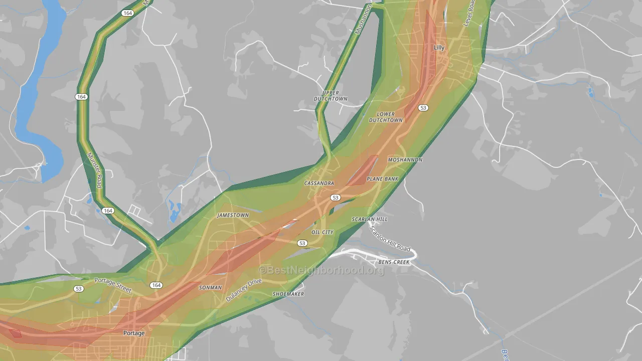Cassandra, PA Map of Noise Levels in Cassandra
