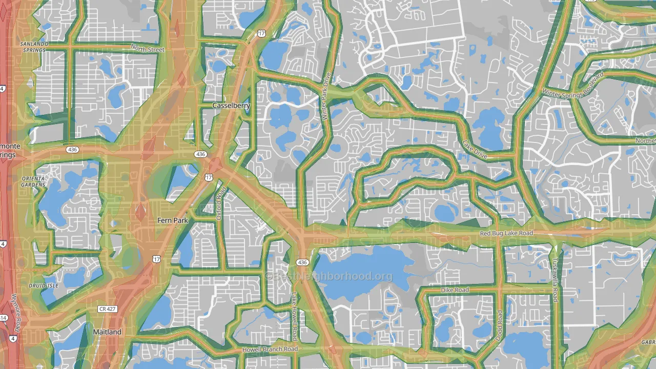 Casselberry, FL Map of Noise Levels in Casselberry
