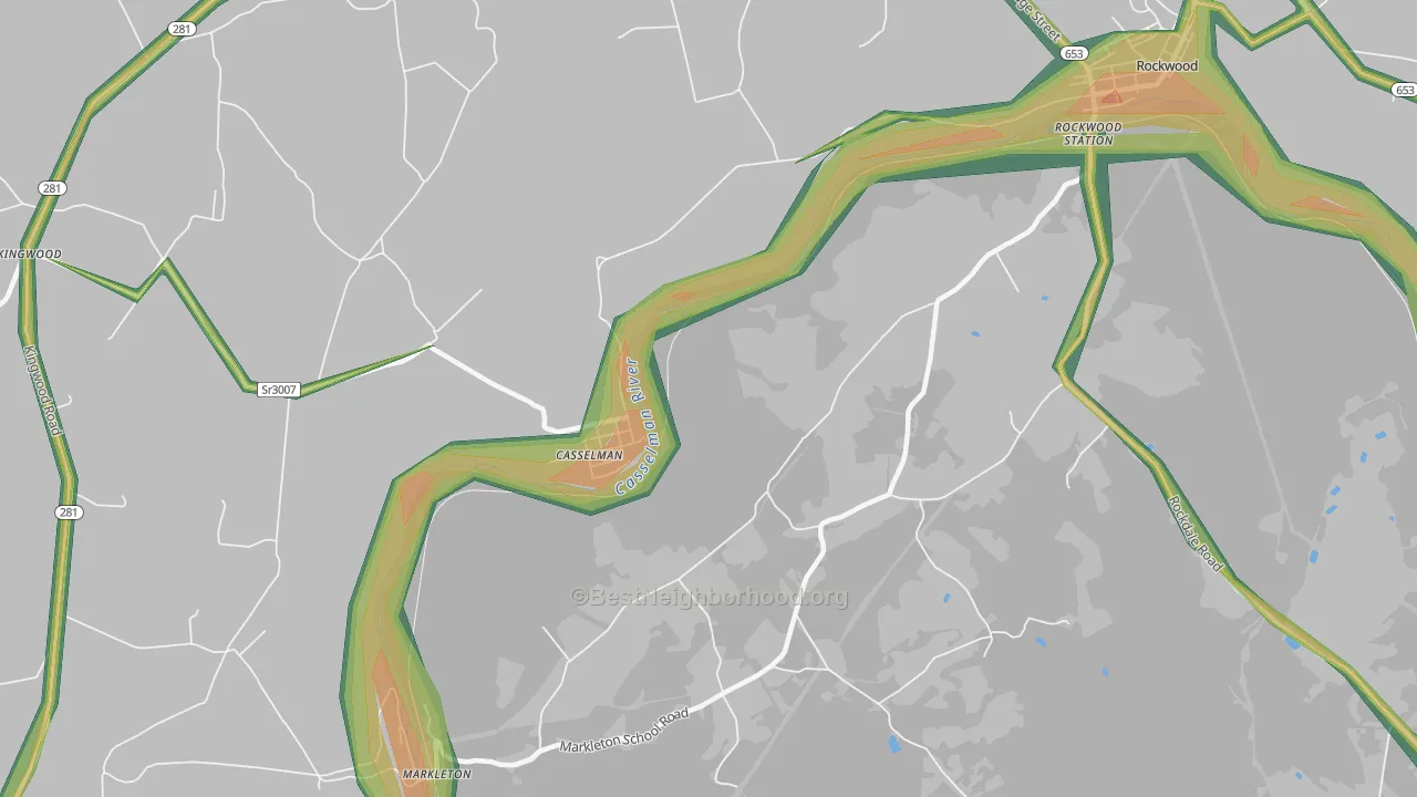 Casselman, PA Map of Noise Levels in Casselman