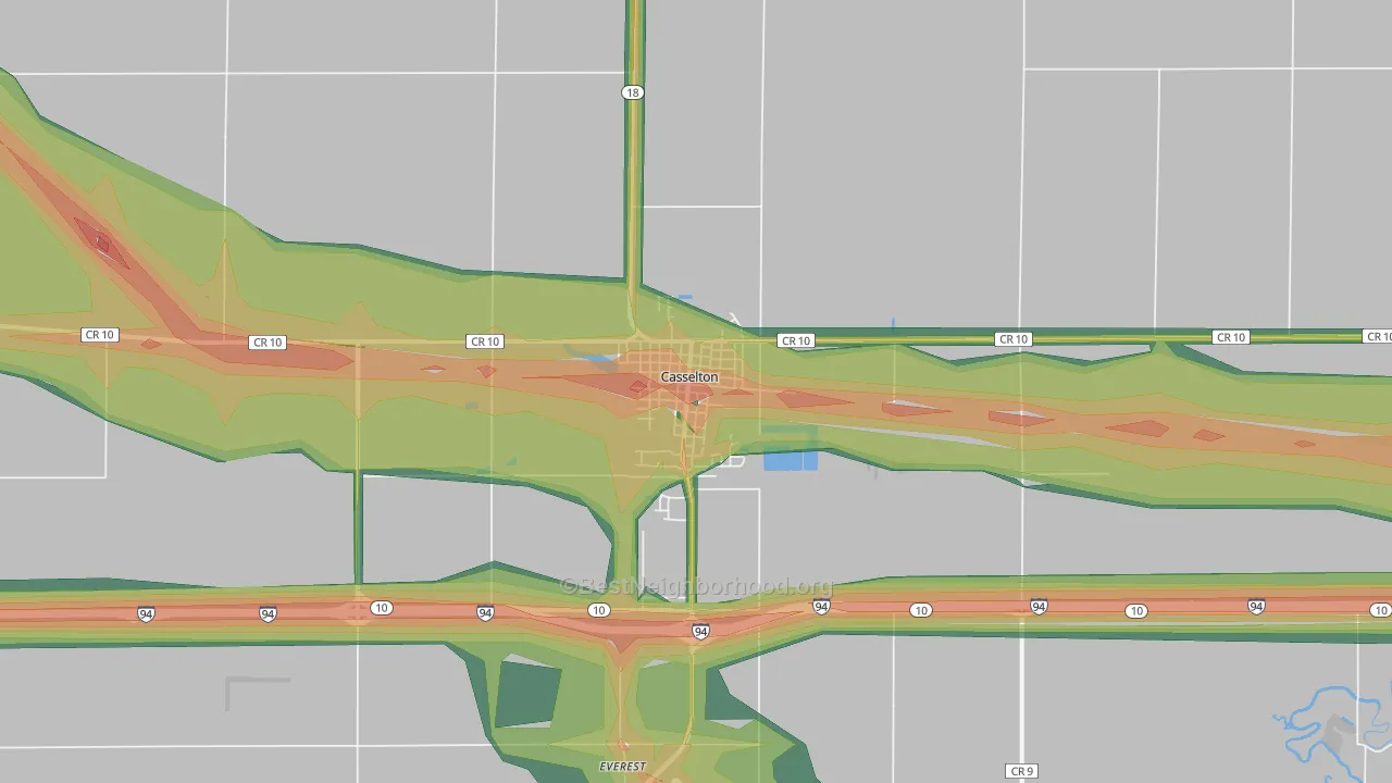 Casselton, ND Map of Noise Levels in Casselton